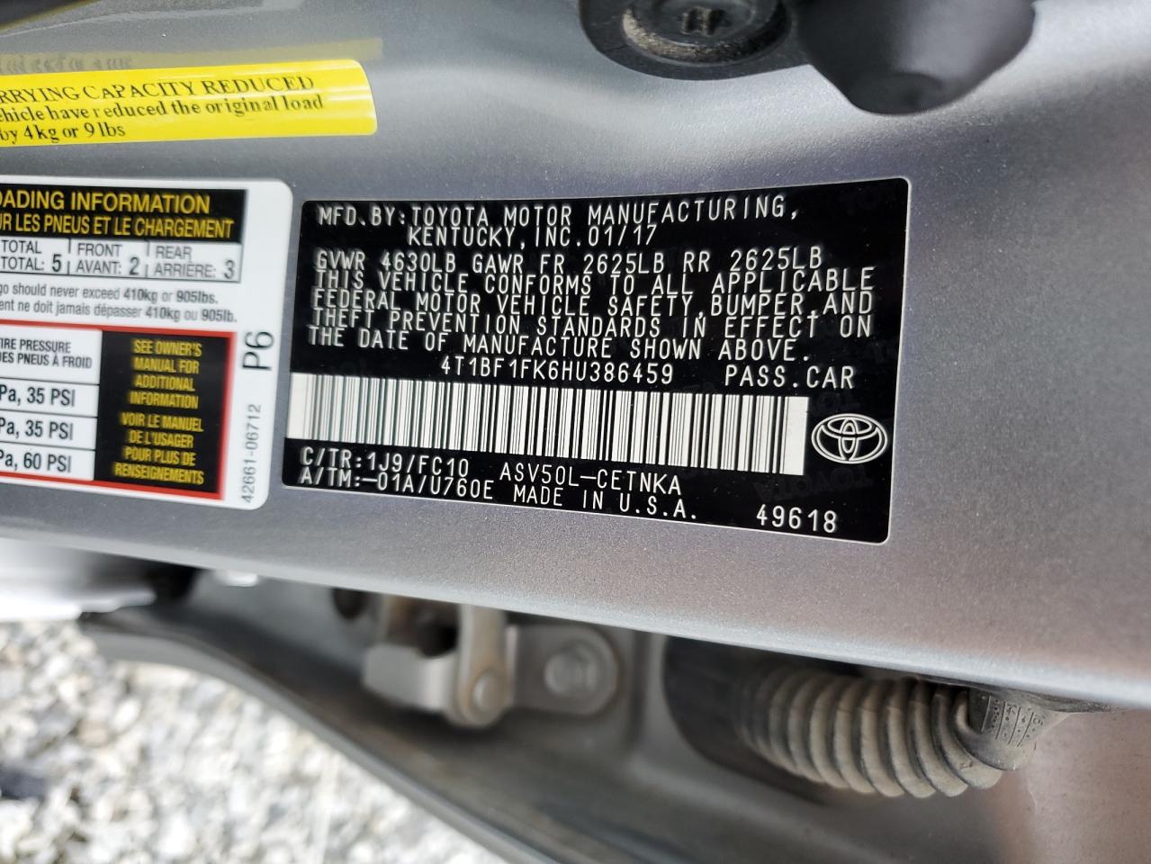 4T1BF1FK6HU386459 2017 Toyota Camry Le