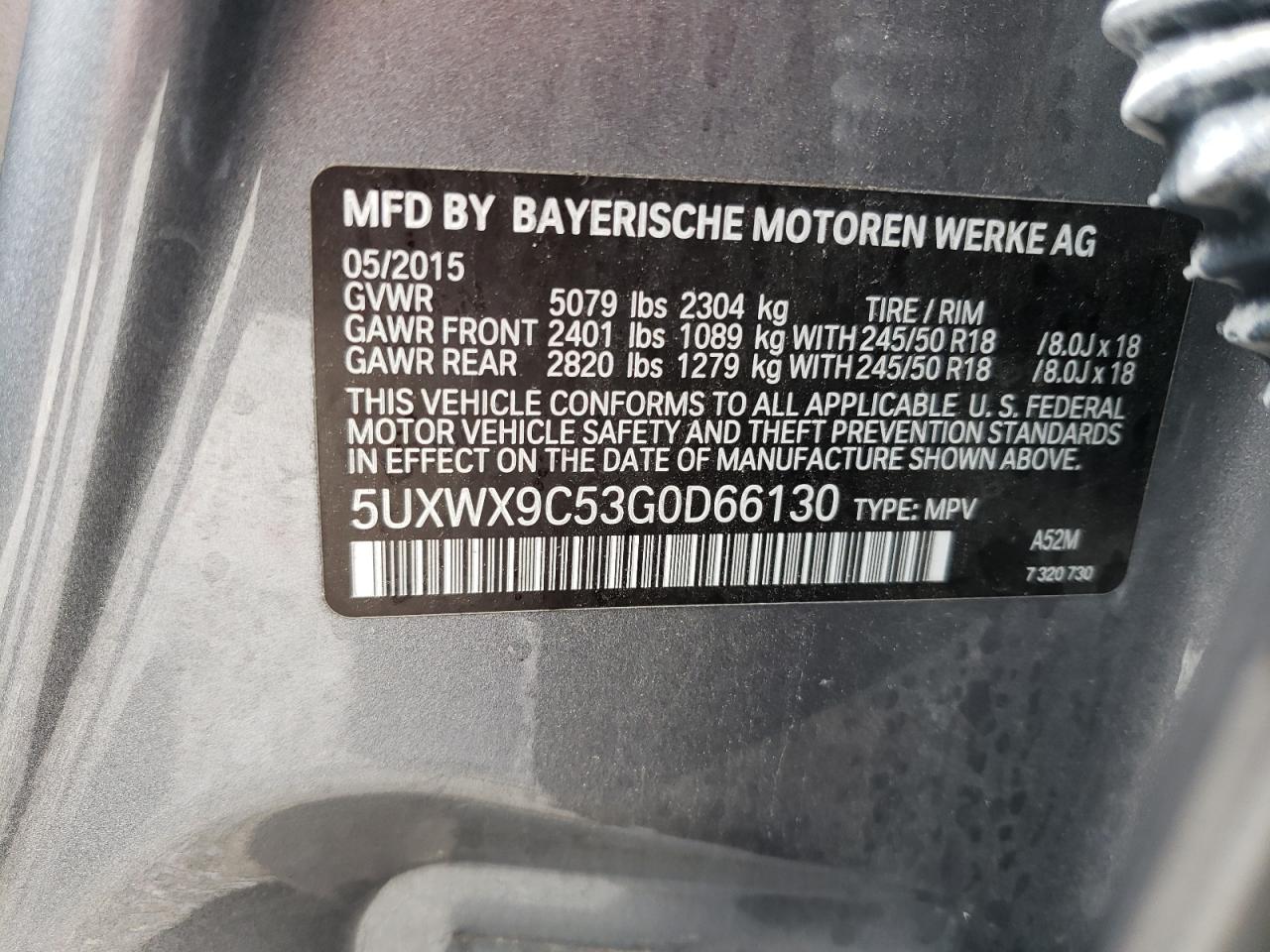 5UXWX9C53G0D66130 2016 BMW X3 xDrive28I