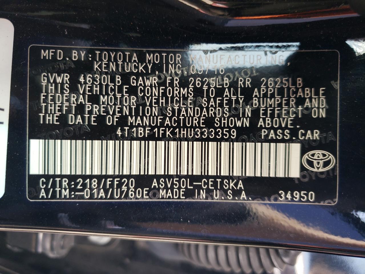 4T1BF1FK1HU333359 2017 TOYOTA CAMRY - Image 13