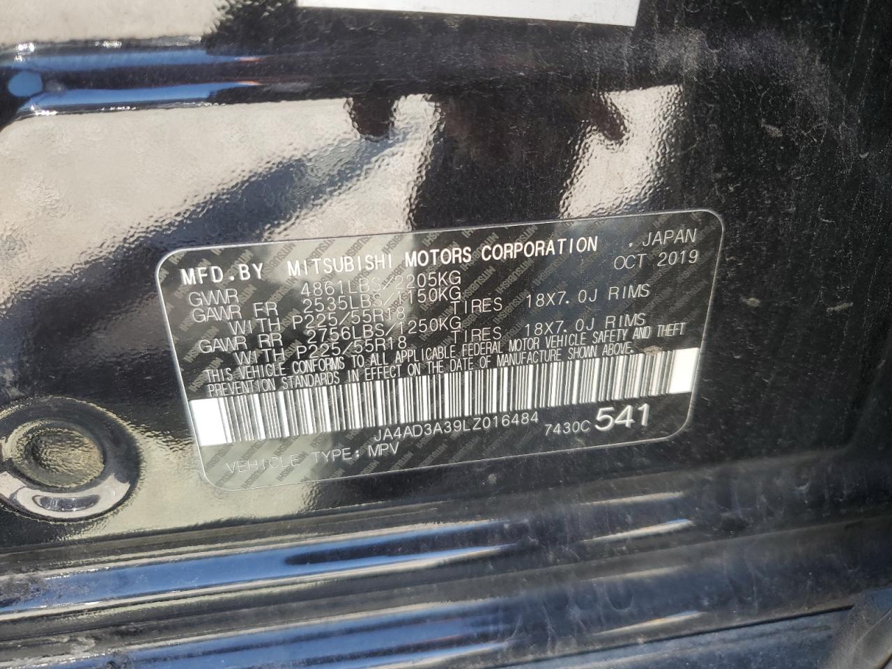 JA4AD3A39LZ016484 2020 MITSUBISHI OUTLANDER - Image 13