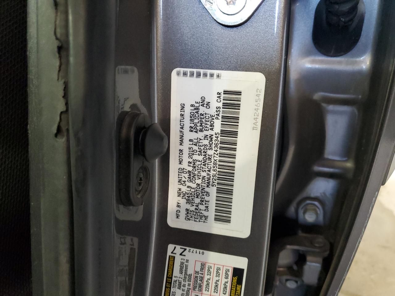 5Y2SL658X7Z436345 2007 Pontiac Vibe