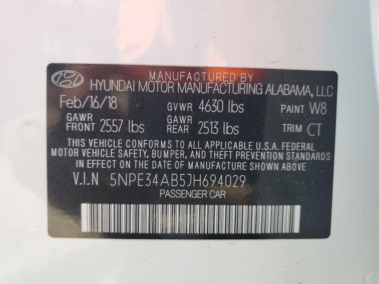 5NPE34AB5JH694029 2018 Hyundai Sonata Sport