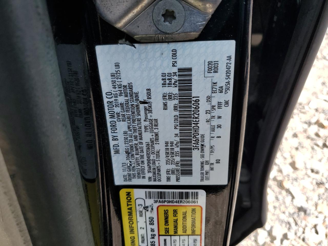 3FA6P0HD4ER206061 2014 Ford Fusion Se