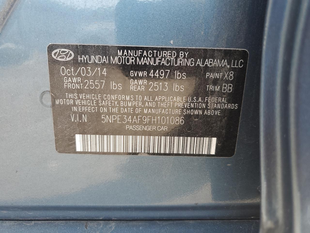 5NPE34AF9FH101086 2015 Hyundai Sonata Sport