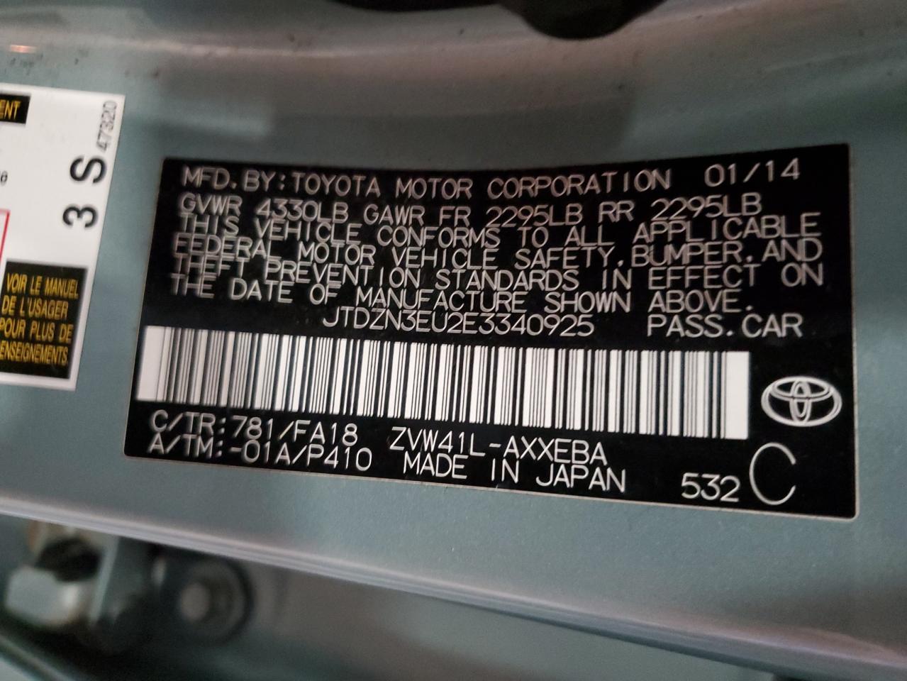 JTDZN3EU2E3340925 2014 Toyota Prius V