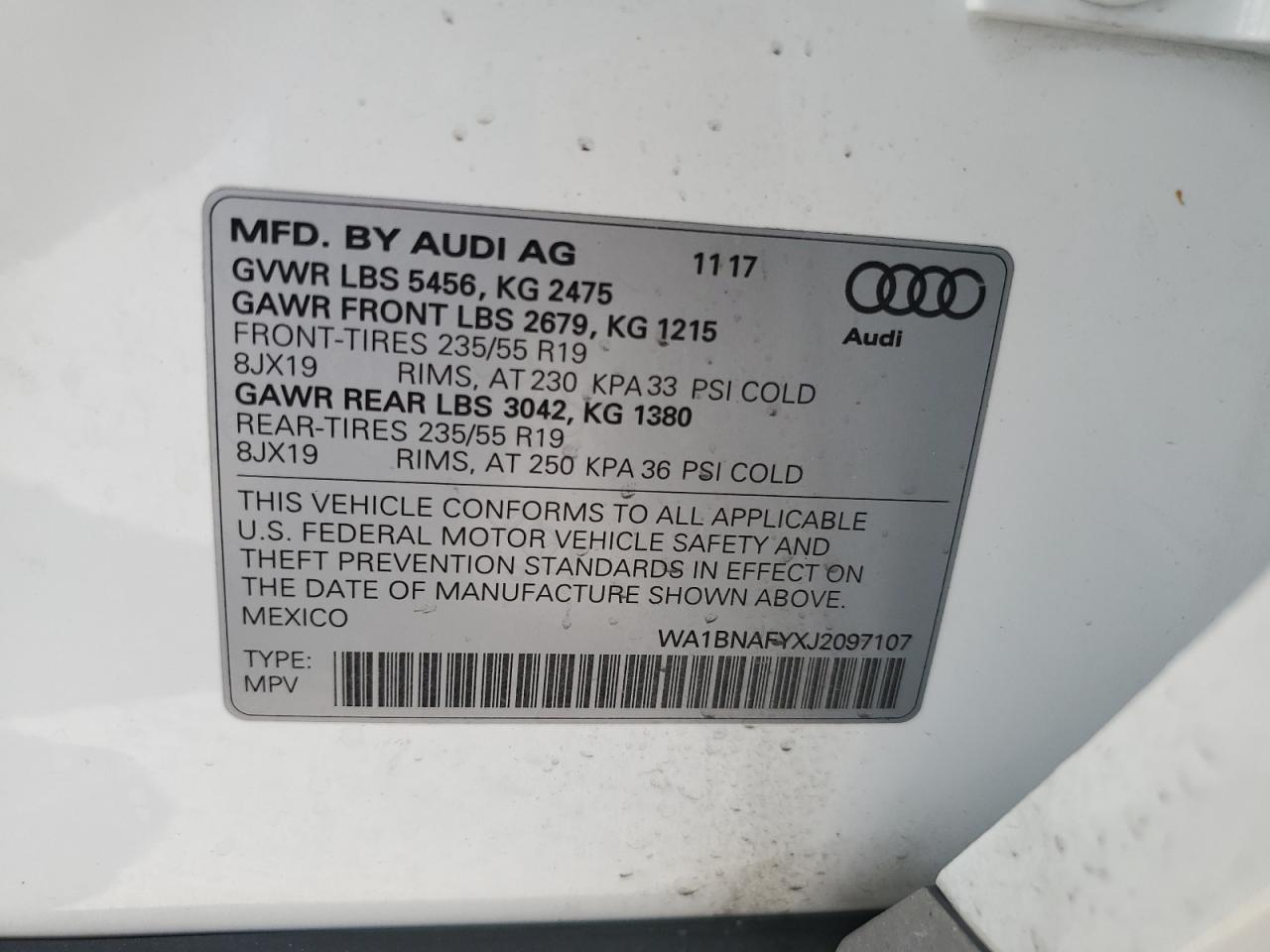 WA1BNAFYXJ2097107 2018 Audi Q5 Premium Plus