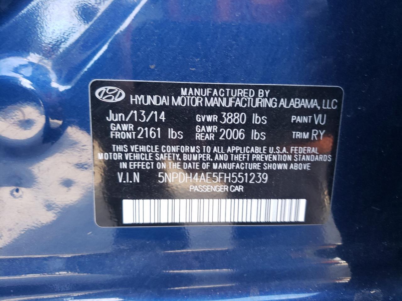 5NPDH4AE5FH551239 2015 Hyundai Elantra Se