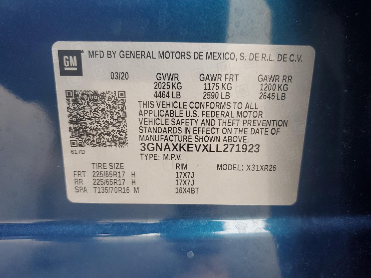 3GNAXKEVXLL271923 2020 CHEVROLET EQUINOX - Image 15