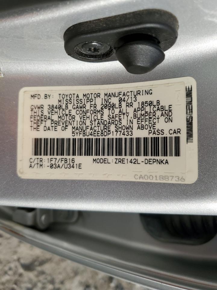 5YFBU4EE8DP177433 2013 Toyota Corolla Base