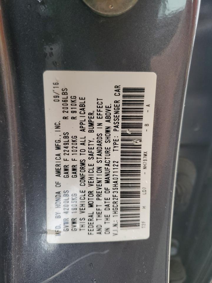 1HGCR2F35HA071122 2017 Honda Accord Lx