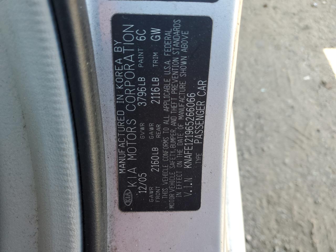 KNAFE121965266066 2006 Kia Spectra Lx