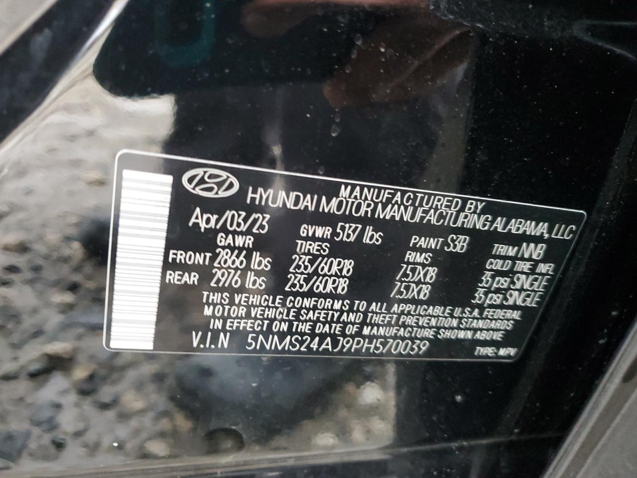 5NMS24AJ9PH570039 2023 Hyundai Santa Fe Sel