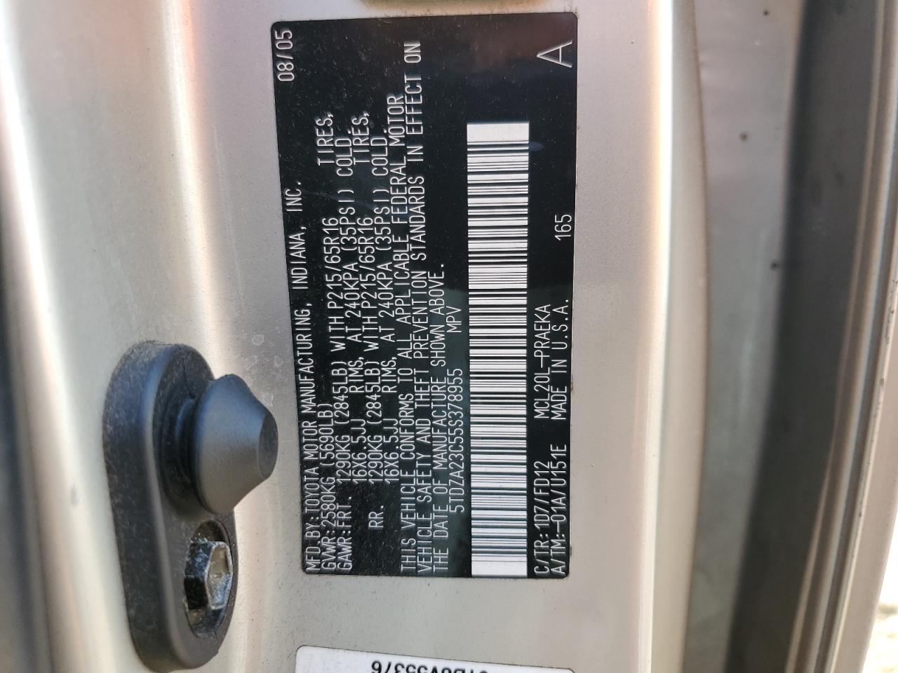 5TDZA23C55S378955 2005 Toyota Sienna Ce