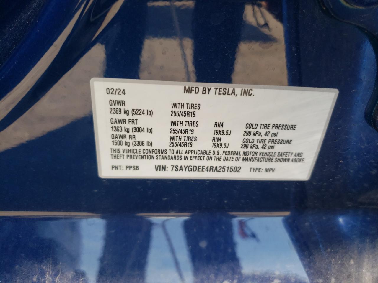 7SAYGDEE4RA251502 2024 Tesla Model Y