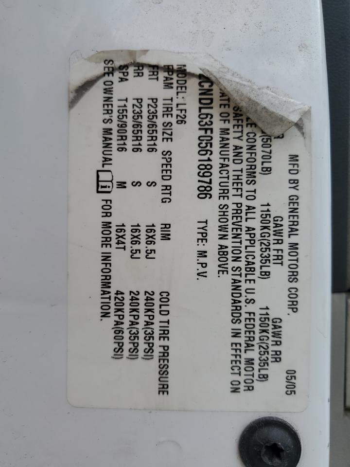 2CNDL63F056189786 2005 Chevrolet Equinox Lt