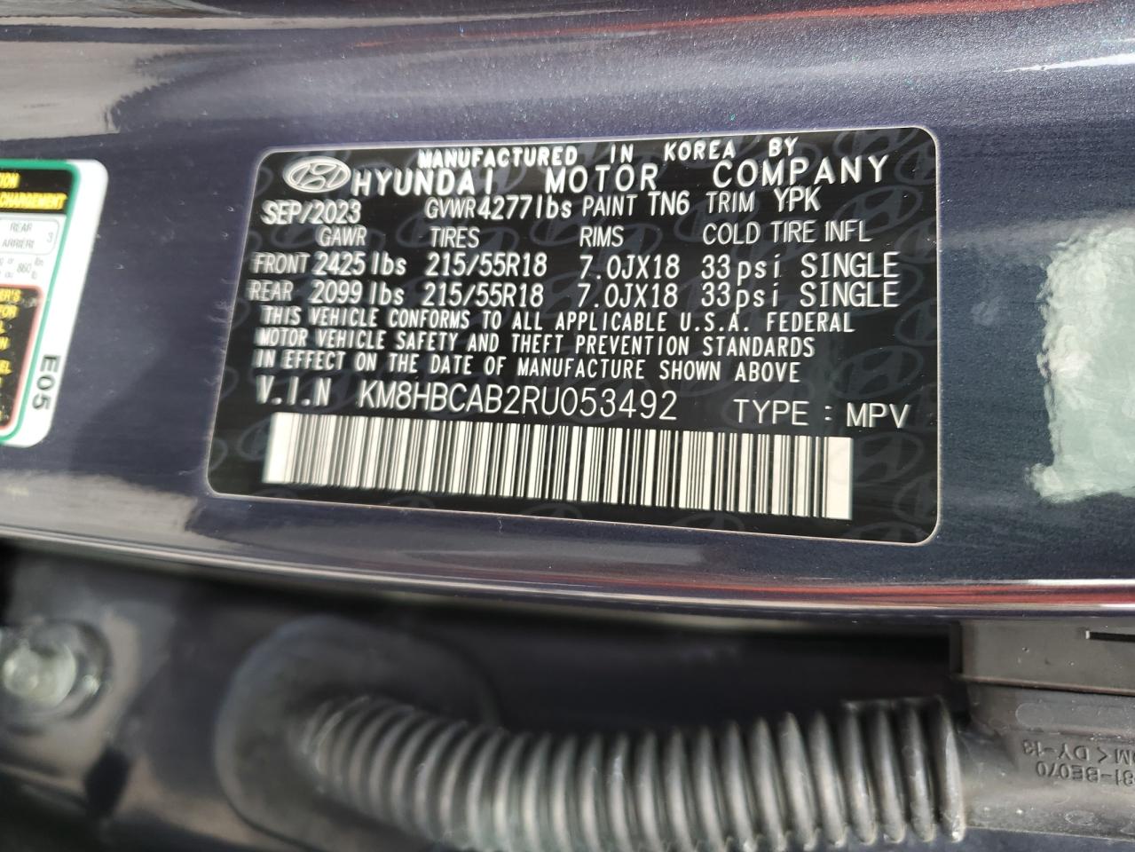 KM8HBCAB2RU053492 2024 Hyundai Kona Sel