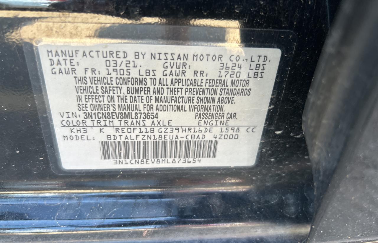 3N1CN8EV8ML873654 2021 Nissan Versa Sv