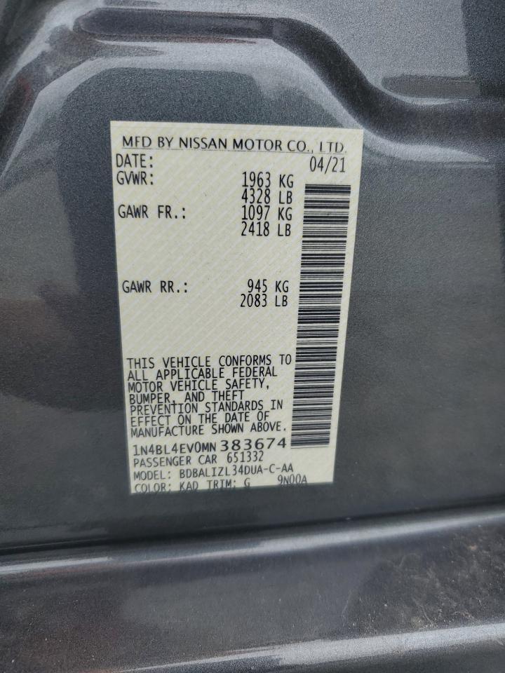 1N4BL4EV0MN383674 2021 Nissan Altima Sl