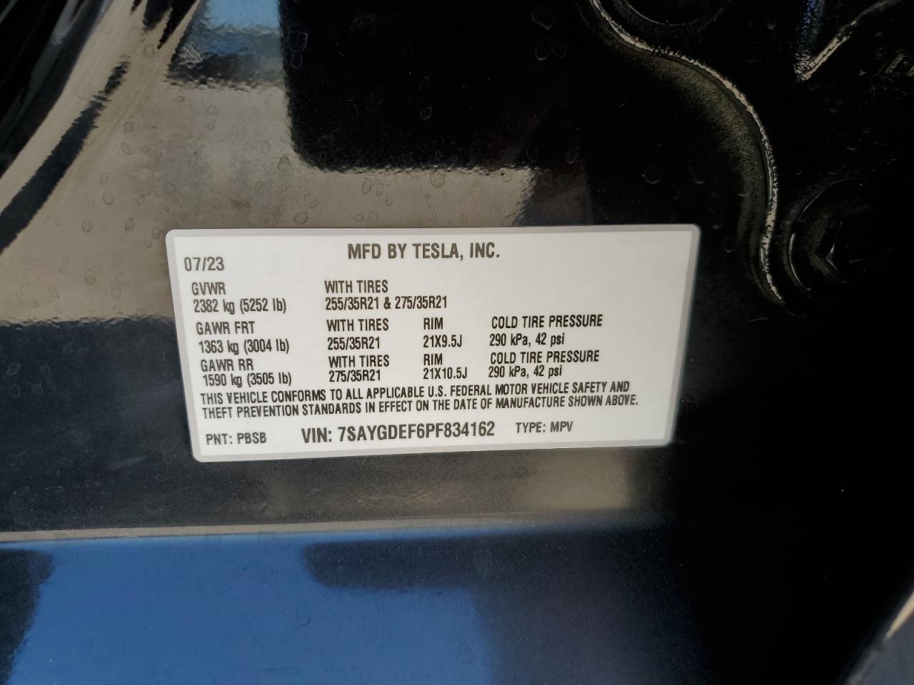 2023 Tesla Model Y VIN: 7SAYGDEF6PF834162 Lot: 70788634