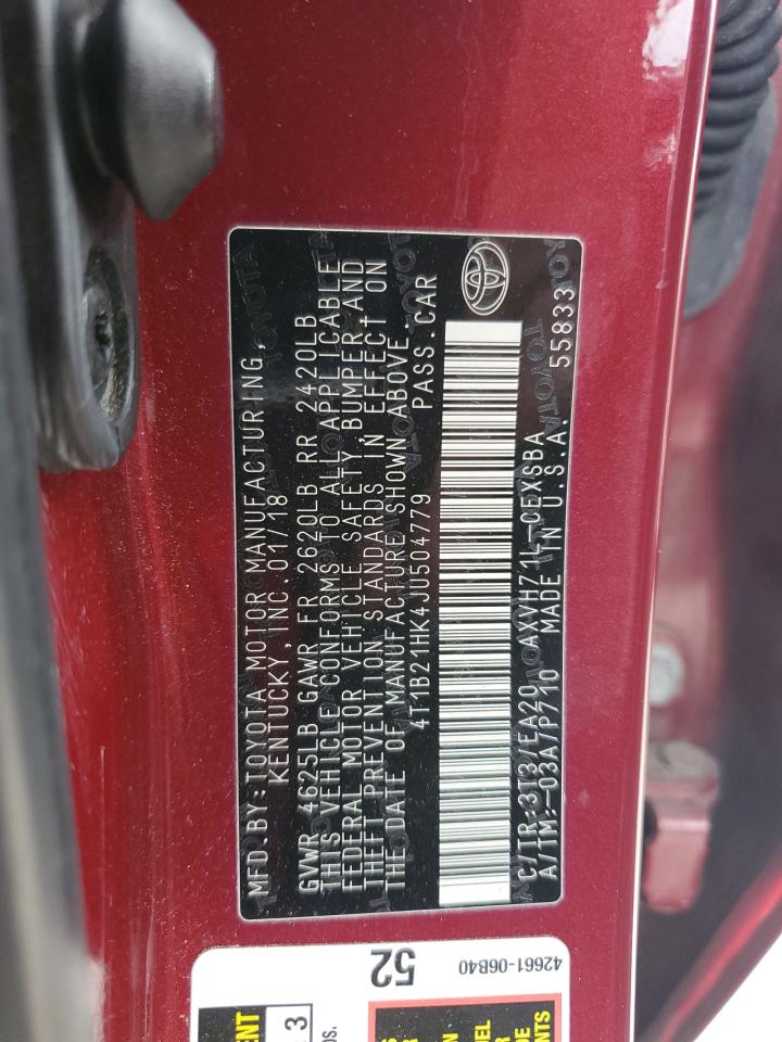 4T1B21HK4JU504779 2018 Toyota Camry Hybrid