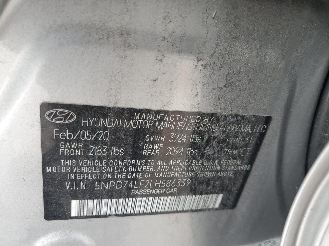 5NPD74LF2LH586339 2020 Hyundai Elantra Se