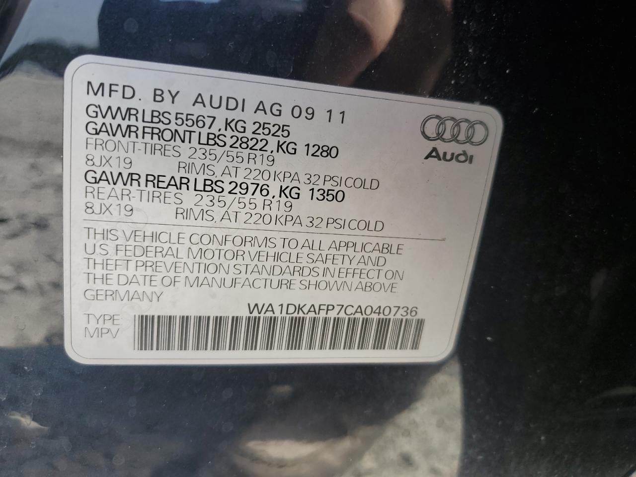 WA1DKAFP7CA040736 2012 Audi Q5 Premium Plus