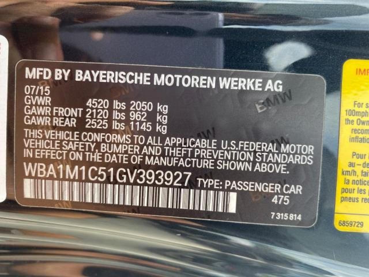 WBA1M1C51GV393927 2016 BMW M235I