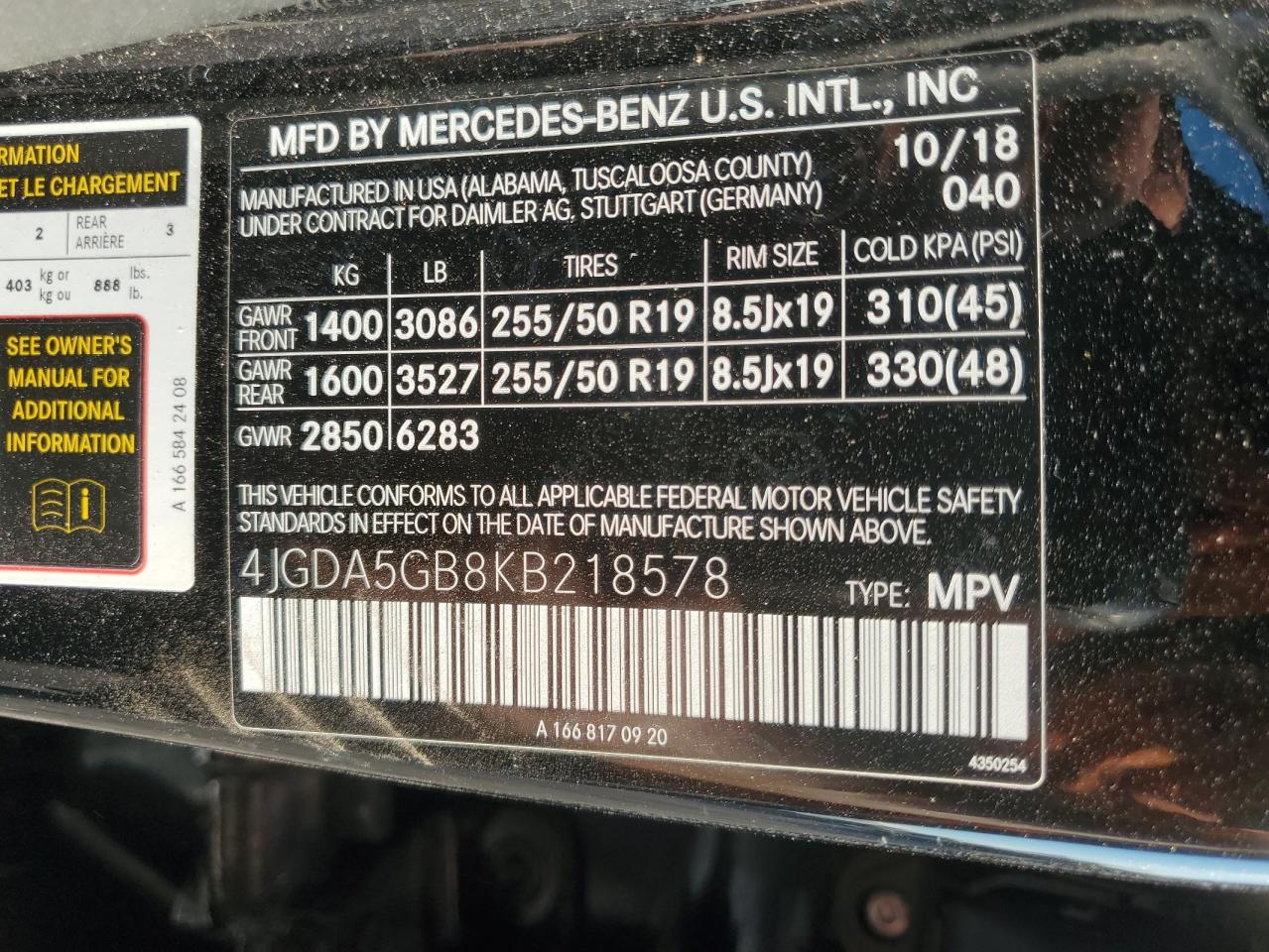 4JGDA5GB8KB218578 2019 Mercedes-Benz Gle 400 4Matic