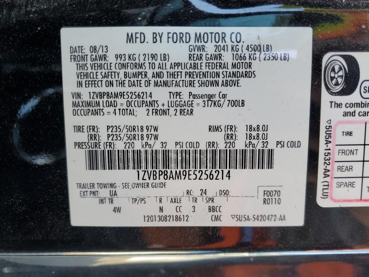 2014 Ford Mustang VIN: 1ZVBP8AM9E5256214 Lot: 70138244