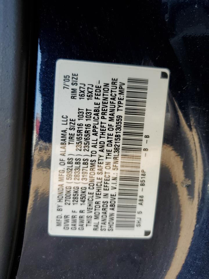 5FNRL38215B130559 2005 Honda Odyssey Lx