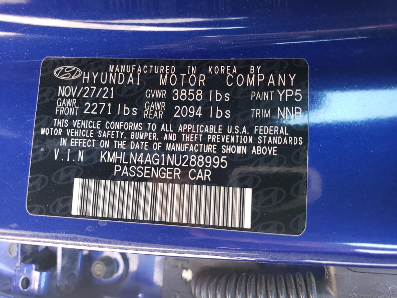 2022 Hyundai Elantra Sel VIN: KMHLN4AG1NU288995 Lot: 70250584