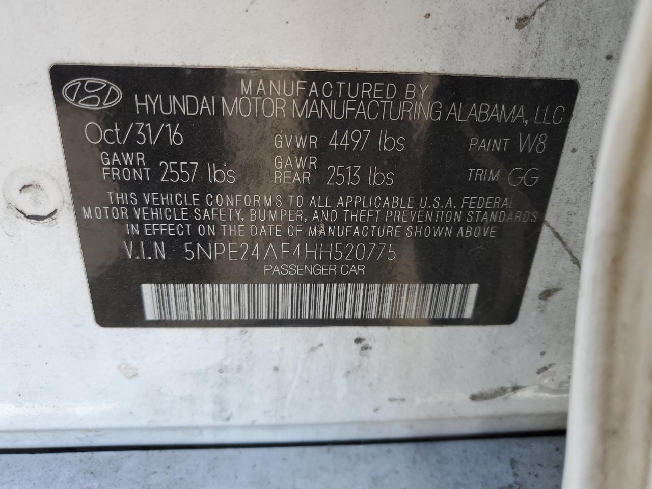 5NPE24AF4HH520775 2017 HYUNDAI SONATA - Image 12