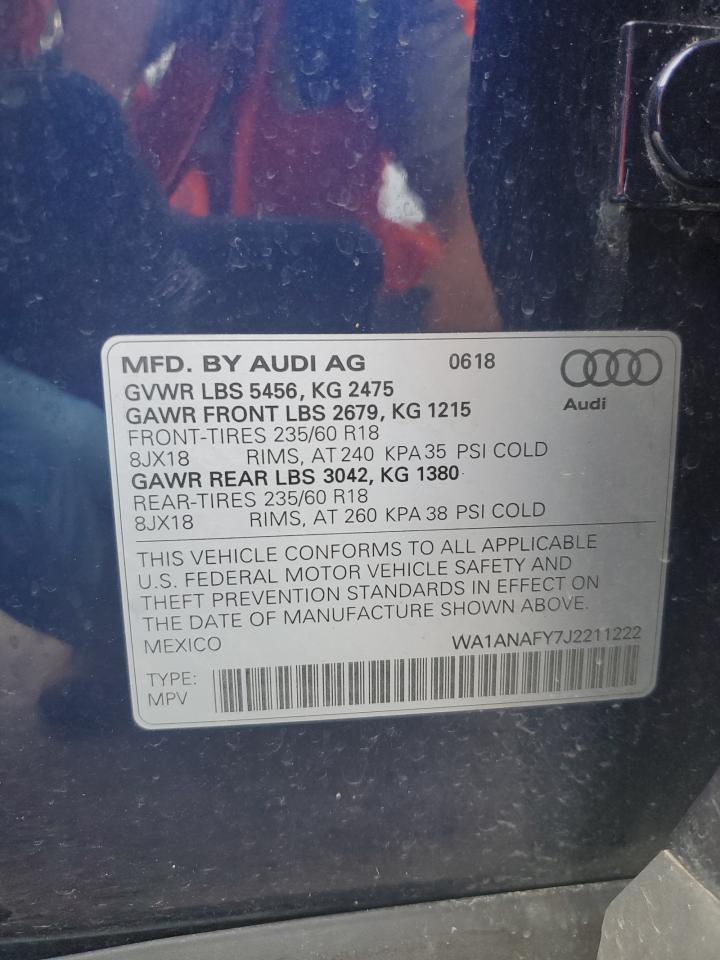 WA1ANAFY7J2211222 2018 Audi Q5 Premium