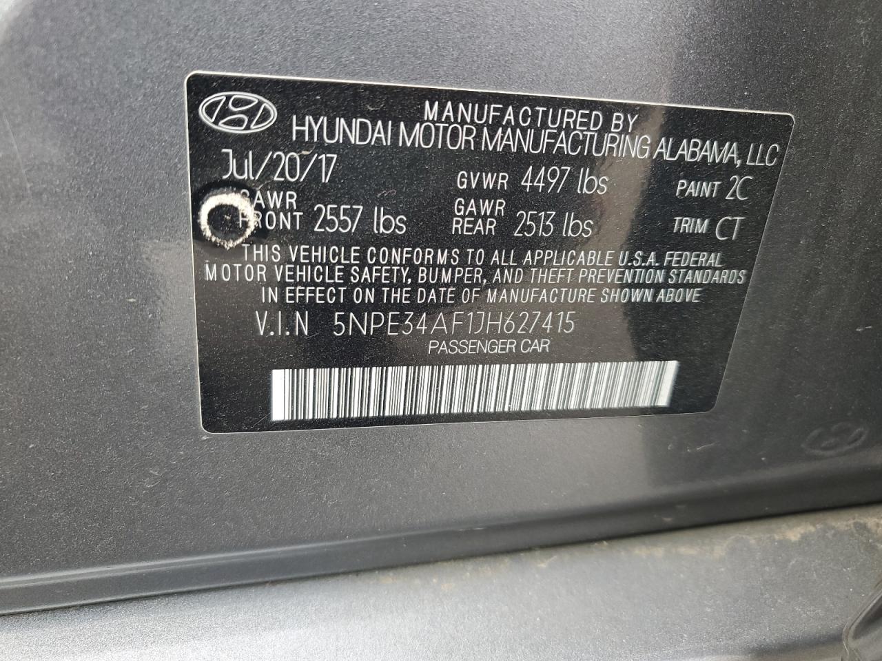 5NPE34AF1JH627415 2018 Hyundai Sonata Sport