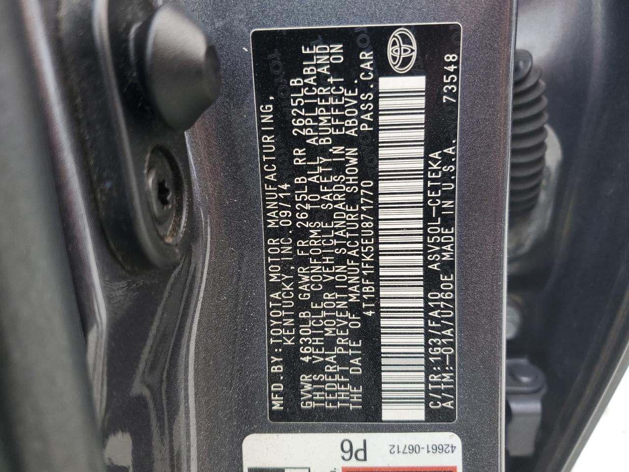 4T1BF1FK5EU871770 2014 Toyota Camry L