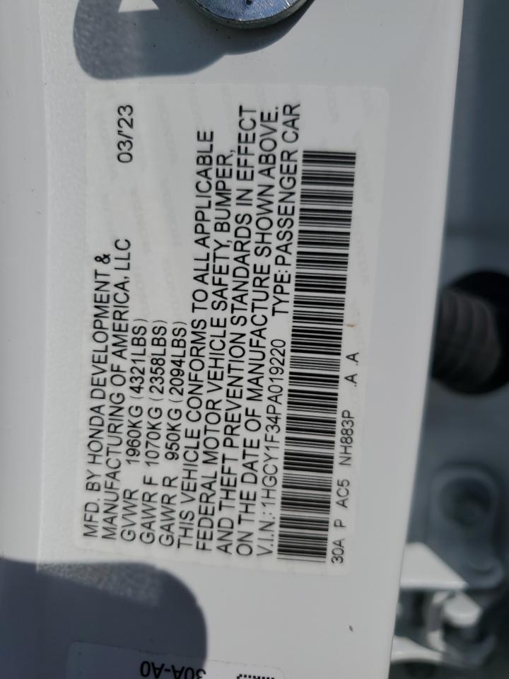 1HGCY1F34PA019220 2023 Honda Accord Ex