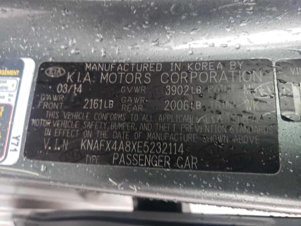 KNAFX4A8XE5232114 2014 Kia Forte Ex