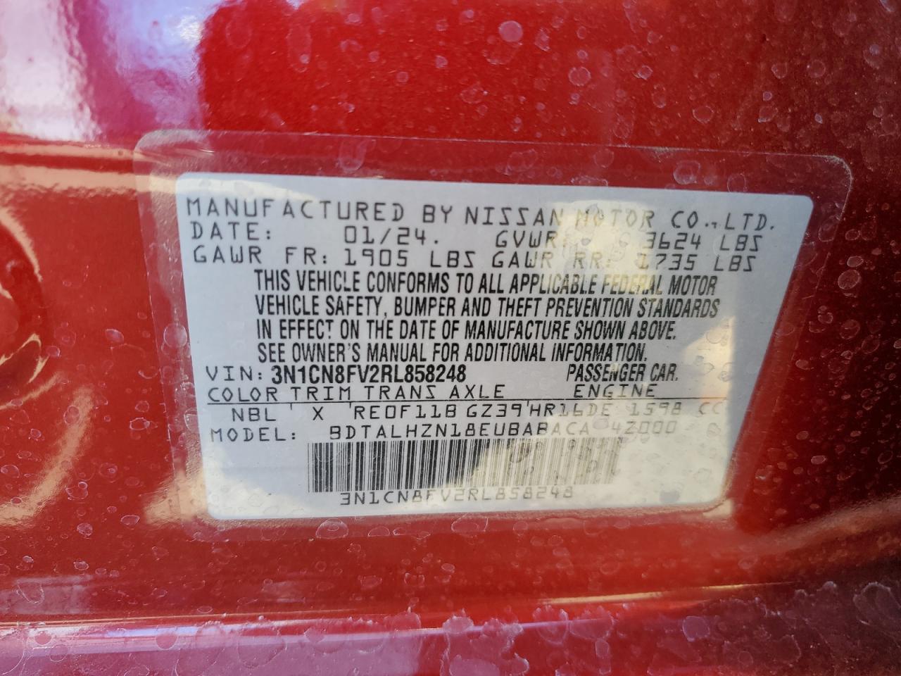 3N1CN8FV2RL858248 2024 Nissan Versa Sr