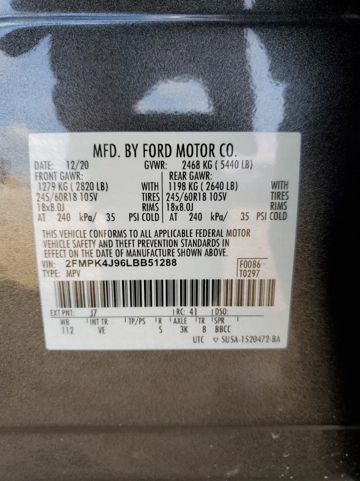 2FMPK4J96LBB51288 2020 Ford Edge Sel