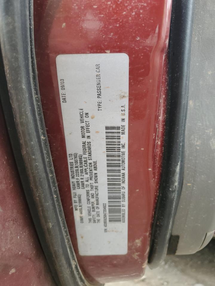 4S3BE625847204922 2004 Subaru Legacy L Special