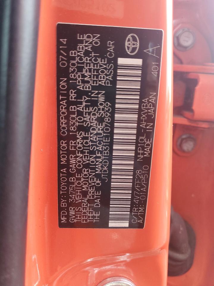 JTDKDTB31E1078939 2014 Toyota Prius C