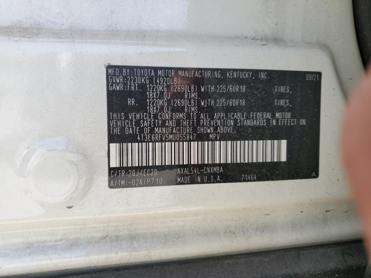 4T3E6RFV5MU055847 2021 Toyota Rav4 Xse