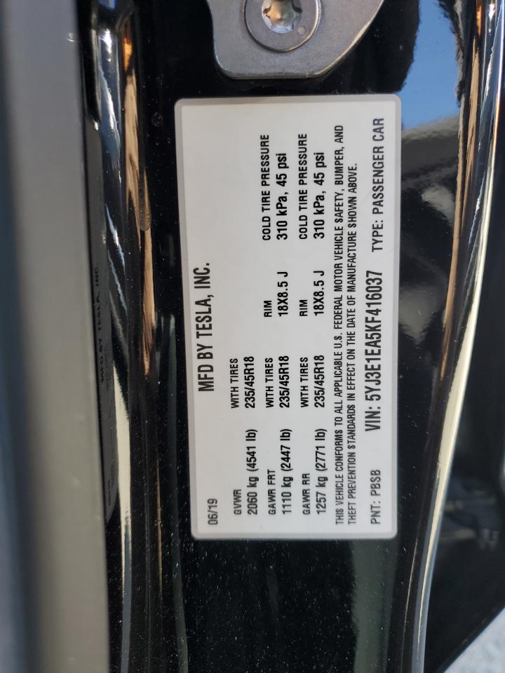 5YJ3E1EA5KF416037 2019 Tesla Model 3