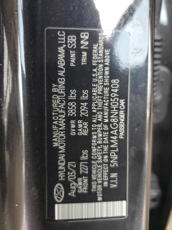 2022 Hyundai Elantra Sel VIN: 5NPLM4AG8NH059408 Lot: 70915714