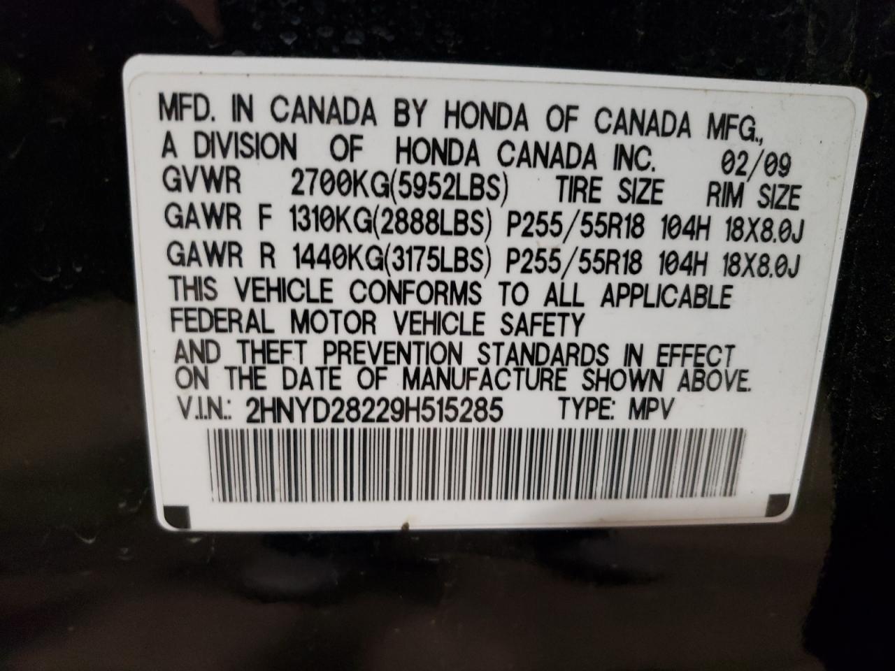 2HNYD28229H515285 2009 Acura Mdx