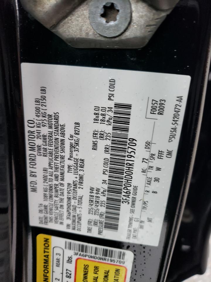 3FA6P0HD0HR195709 2017 FORD FUSION - Image 12