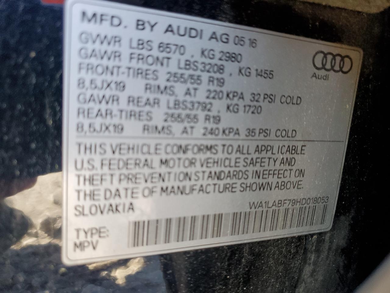 WA1LABF79HD018053 2017 Audi Q7 Premium Plus