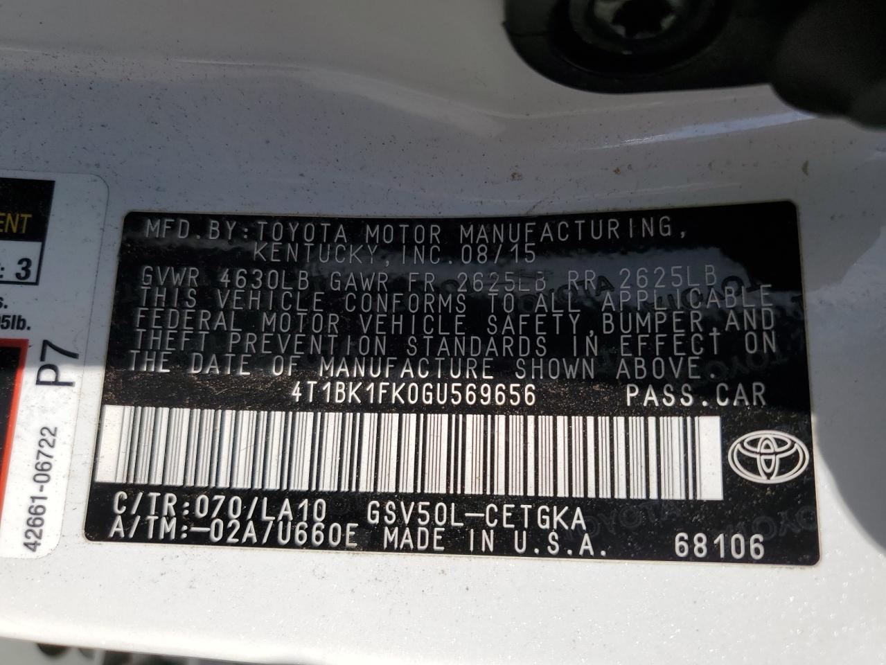 4T1BK1FK0GU569656 2016 Toyota Camry Xse 4T1BK1FK0GU569656 2016 Toyota Camry Xse