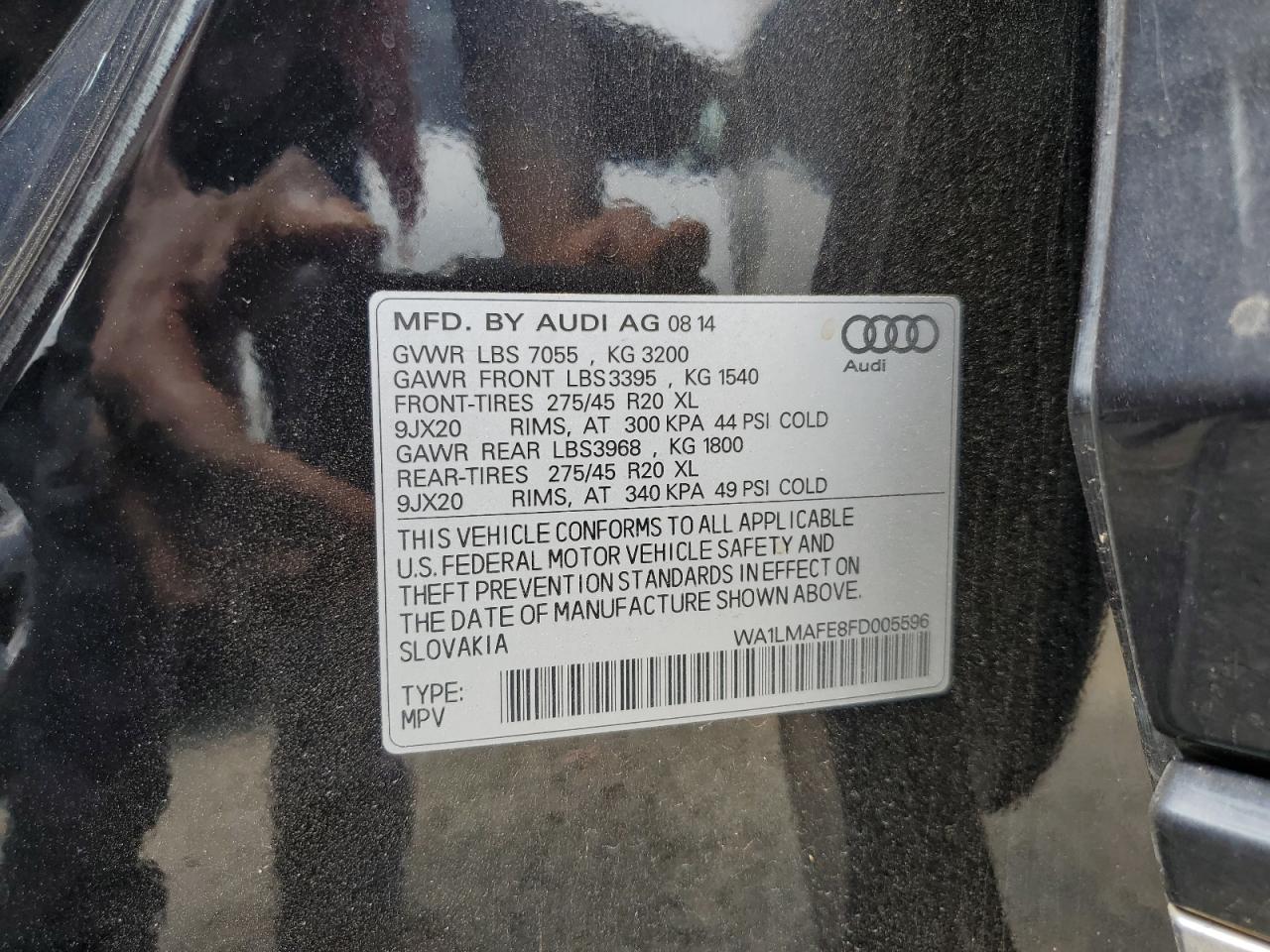 2015 Audi Q7 Tdi Premium Plus VIN: WA1LMAFE8FD005596 Lot: 69807854