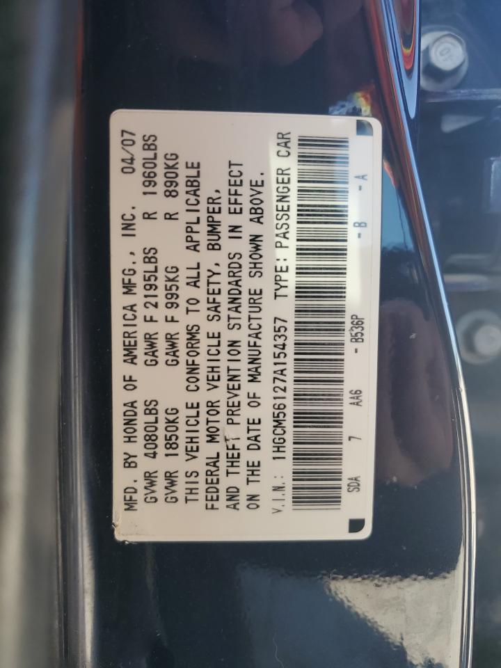 1HGCM56127A154357 2007 Honda Accord Value